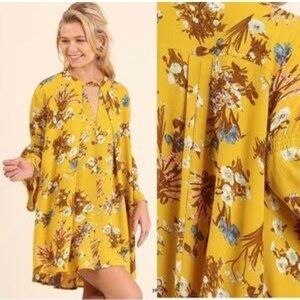 𝅺UMGEE marigold floral boho trapeze dress nwt size medium